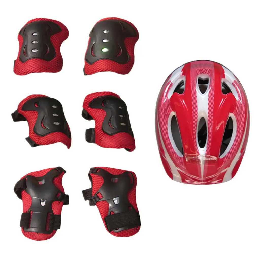 7pcs Kids Sports Protective Gear Set 58-62cm Helmet, Knee & Elbow Pads, Wrist Guards for  Cycling Roller Skating