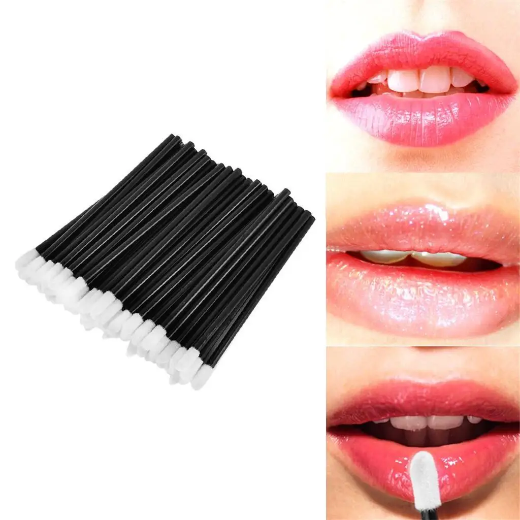 200 Pieces Disposable Lip Brushes Makeup Applicator Color Black