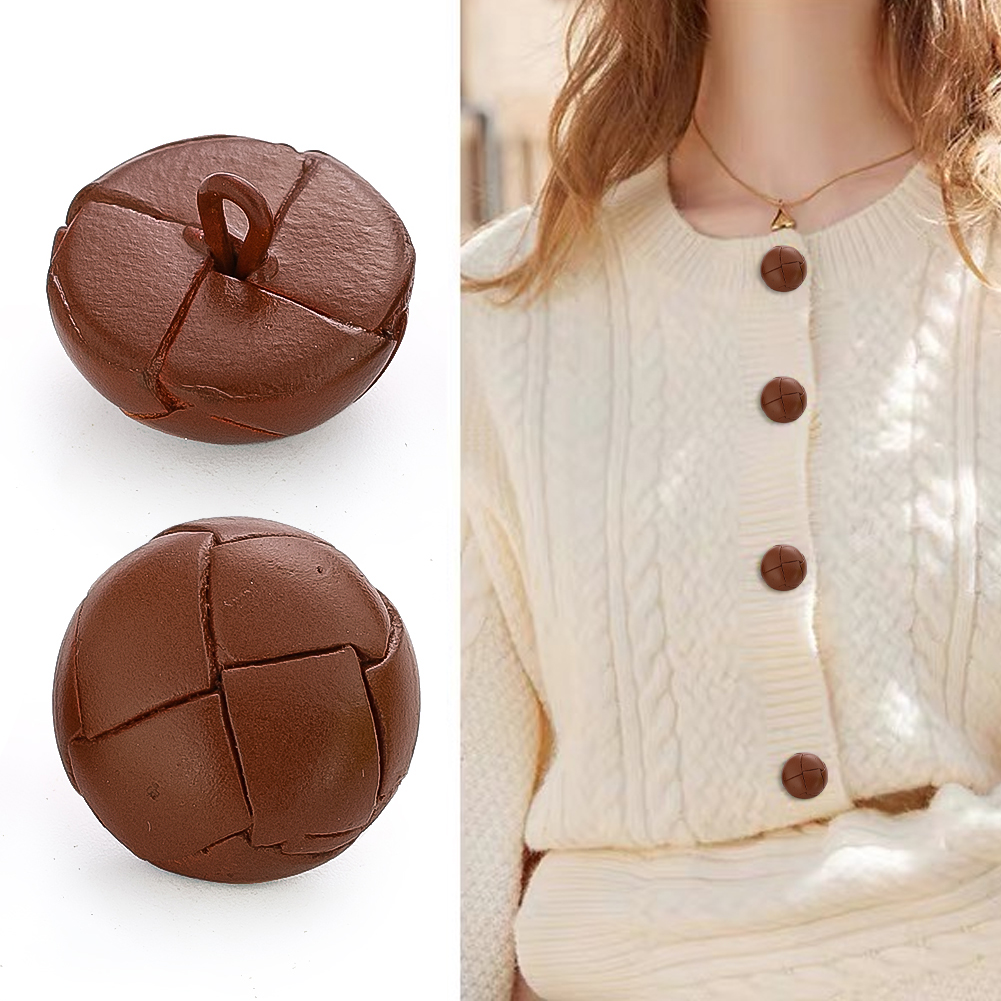 2pc 15/20mm Vintage braun Echt leder Knopf für Pullover Lederjacke Mantel Schnalle hand gefertigt Nähen Handwerk Dekor Zubehör – Detail 1