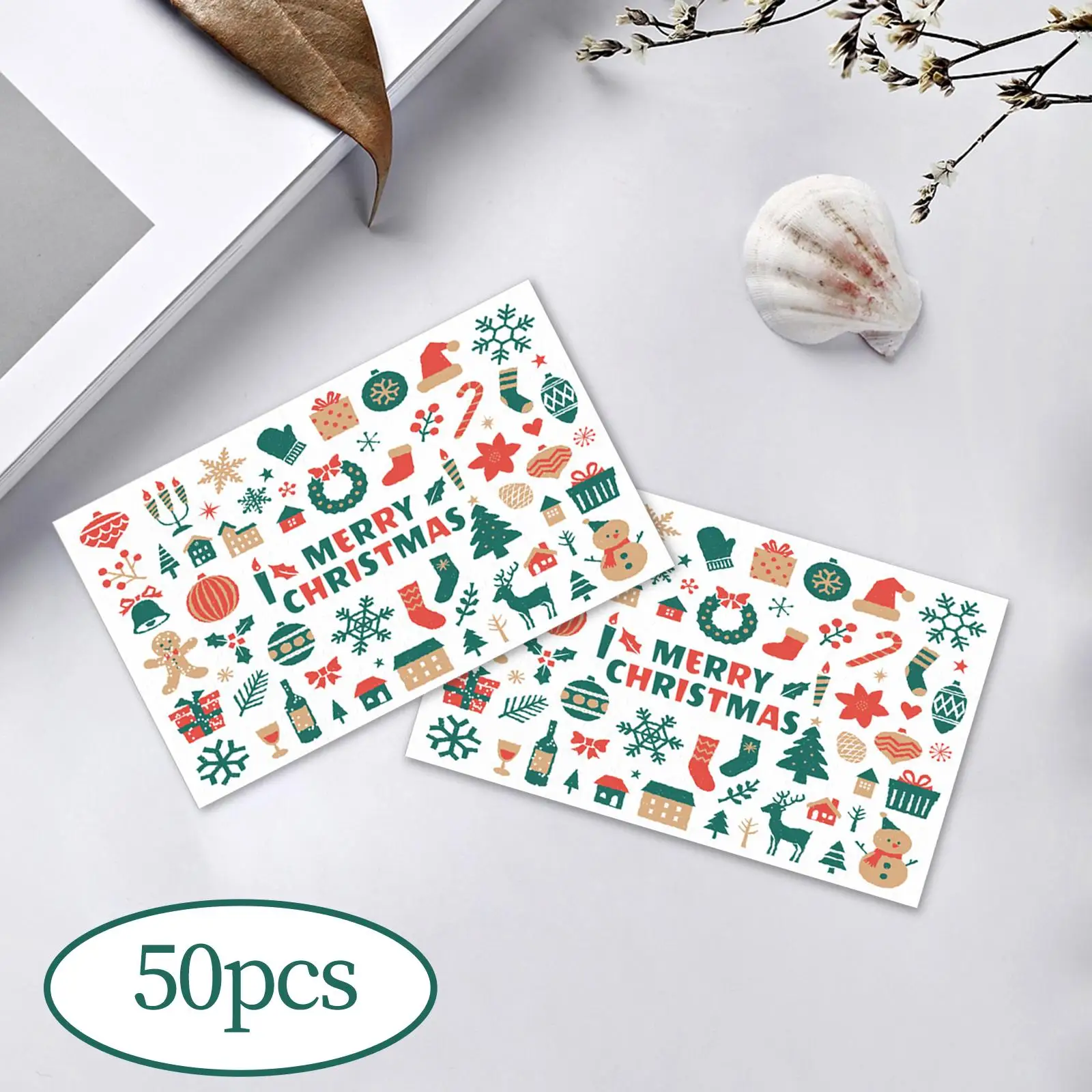 50x Cute Merry Christmas Cards Greeting Cards Christmas Tree Snowman Gift Projects for Holiday Festival Birthday Wedding Party