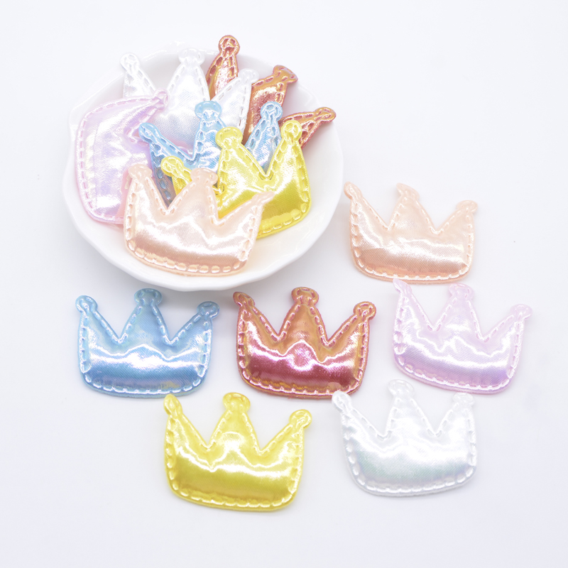50 Stücke 38*32mm Gepolsterte Leder Krone Applikation für DIY Baby Kopfbedeckungen Haarspangen Dekor Zubehör Mädchen Kleidung Hut Nähen Patches – Detail 1