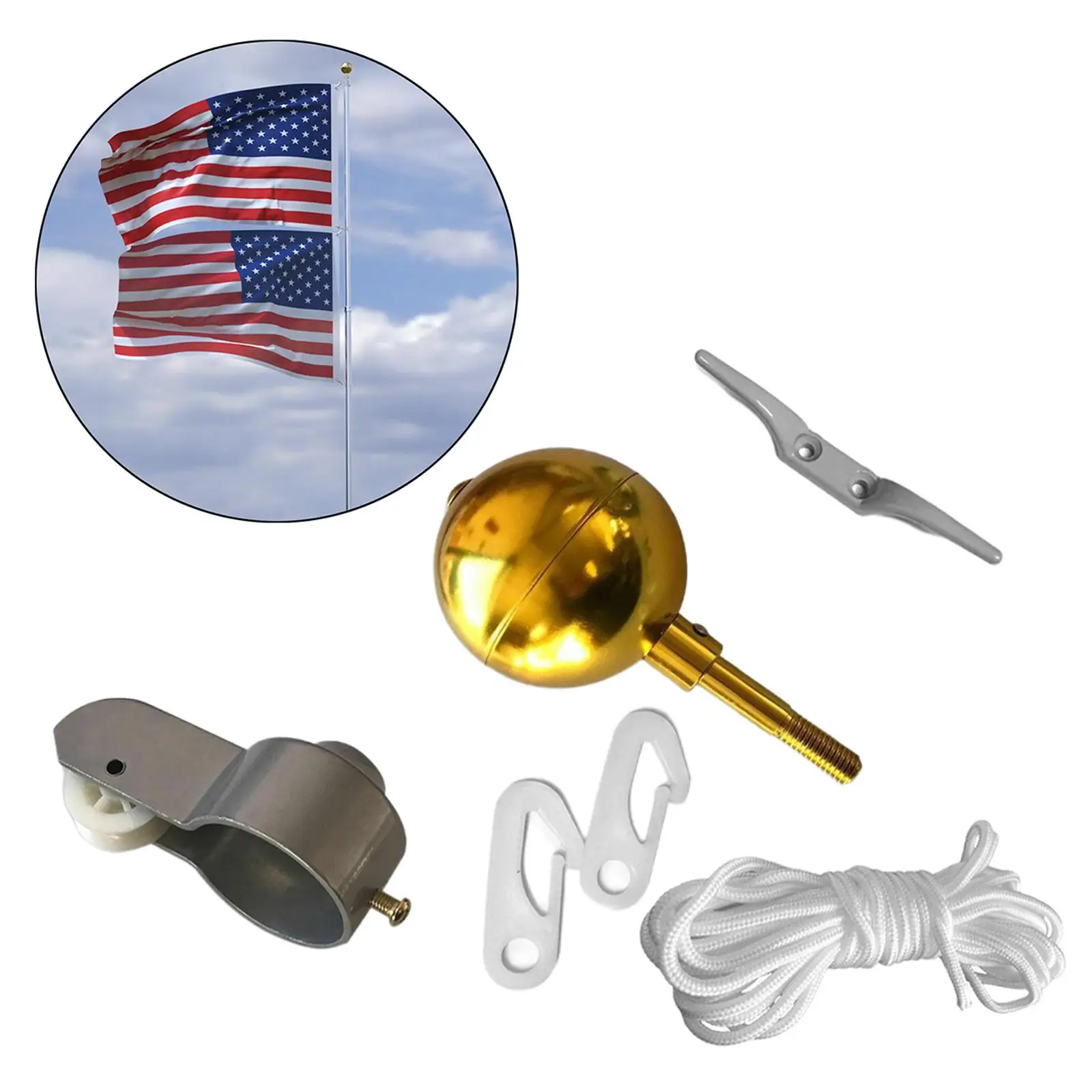 Flag Pole Hardware Parts Flagpole Attachment + Flagpole Pulley Truck