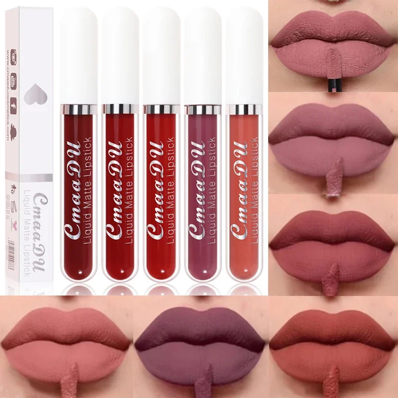 Best of 3Pcs / Set Waterproof Matte Nude Lip Gloss Brown Nude Pigment Dark Red Long Lasting Velvet Liquid Lipstick Women Makeup Lip Glaze Reviews & Tips - Image 3