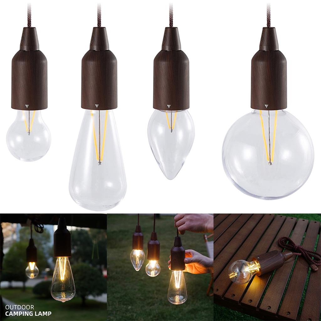 Portable Pull Cord Light Camping Lamp Decor Waterproof Lantern Battery Operated Night Light for Patio Tent Backpacking Garage