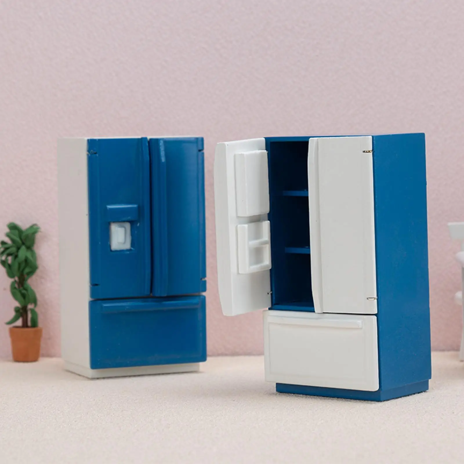 Mini Wooden Fridge Refrigerator 1 12 Scale  Dollhouse Miniature Furniture for Doll House Dining Room Accessories Children Decor