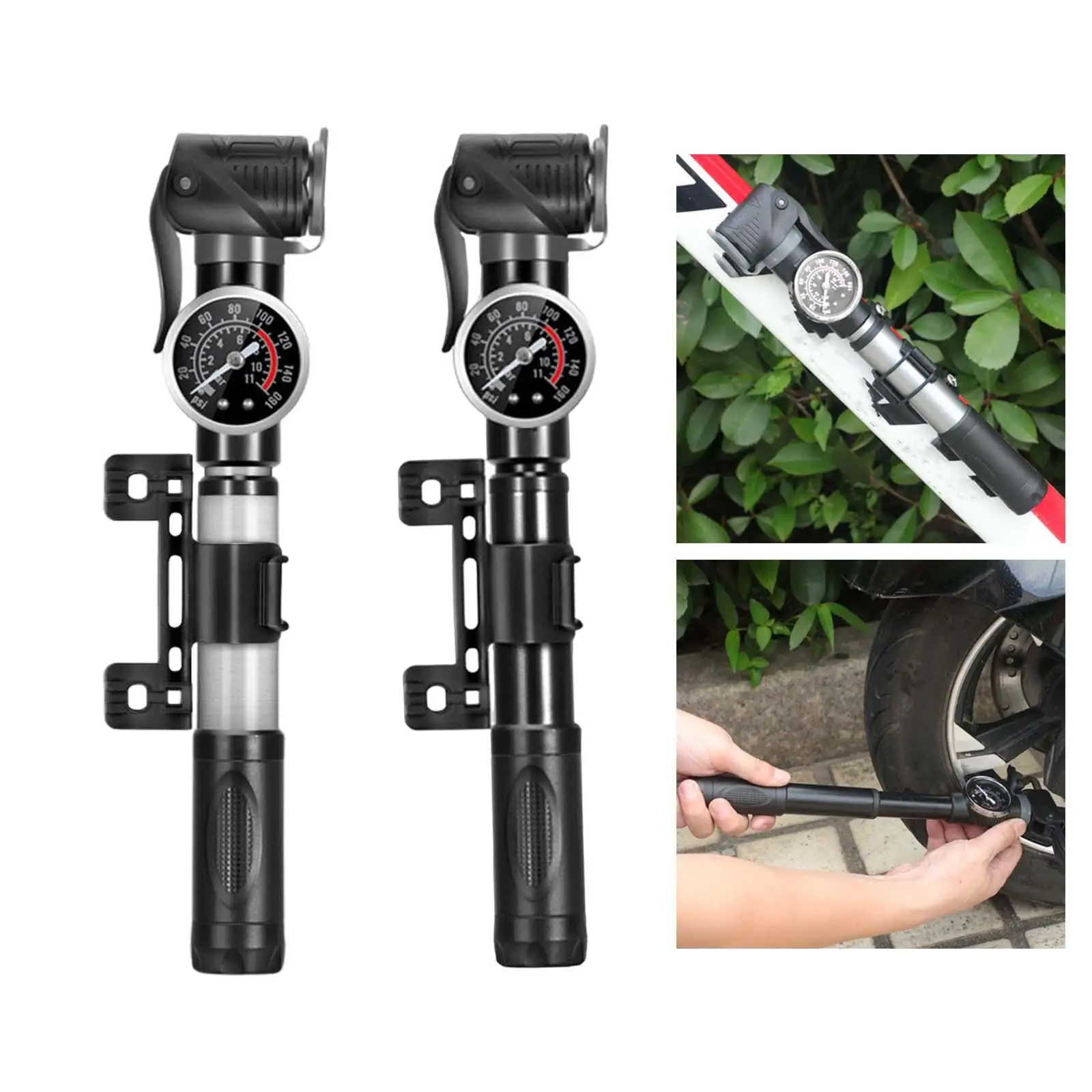 Bicycle Pump Hand Air Pump Pressure Gauge Cycling Tire Inflator for Schrader Presta Valve Portable Mini MTB Bike Pump