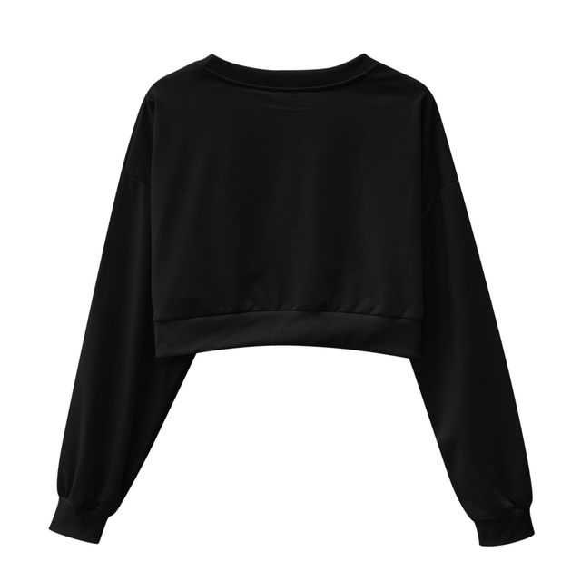 Women Long Sleeve Cropped Crop Top Hoodies Sweatshirt Causal Loose