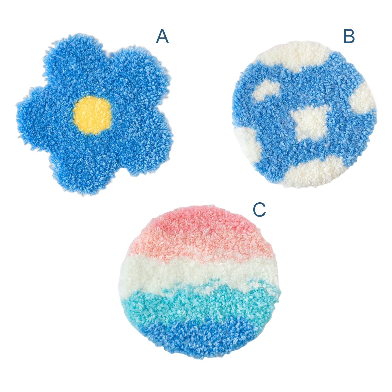 Punch Needle Coasters Kits, DIY Rug Hooking Kit for Adults Kids Beginner with Embroidery Hoop Yarn Rug Punch Needle Tools Set