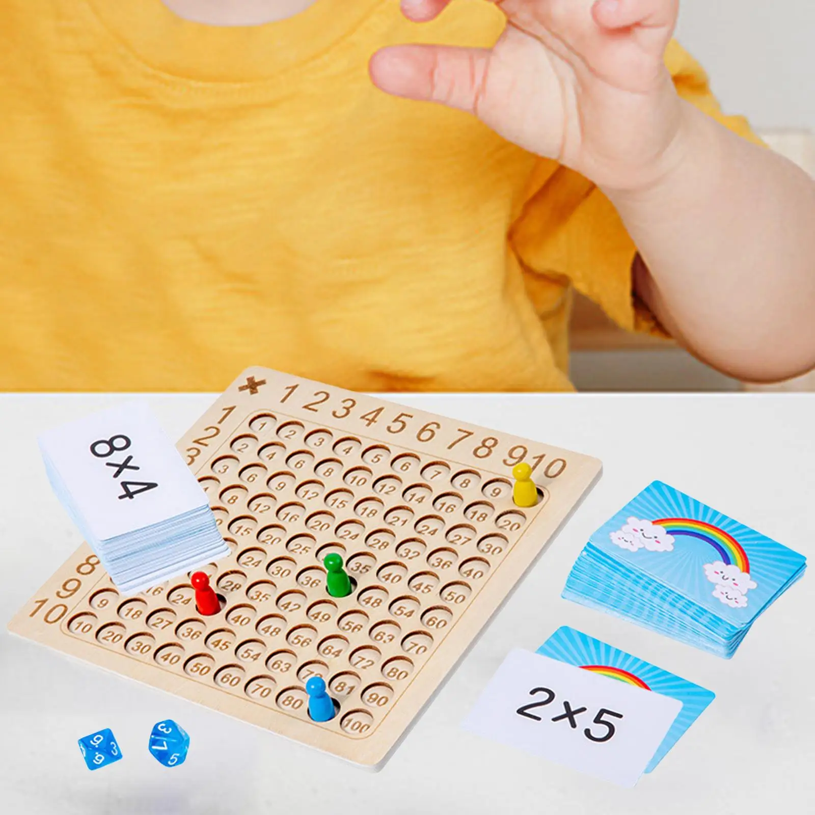 Number Games Educational Game Rainbow Card Mathematics Multiplication Table Board for Gift