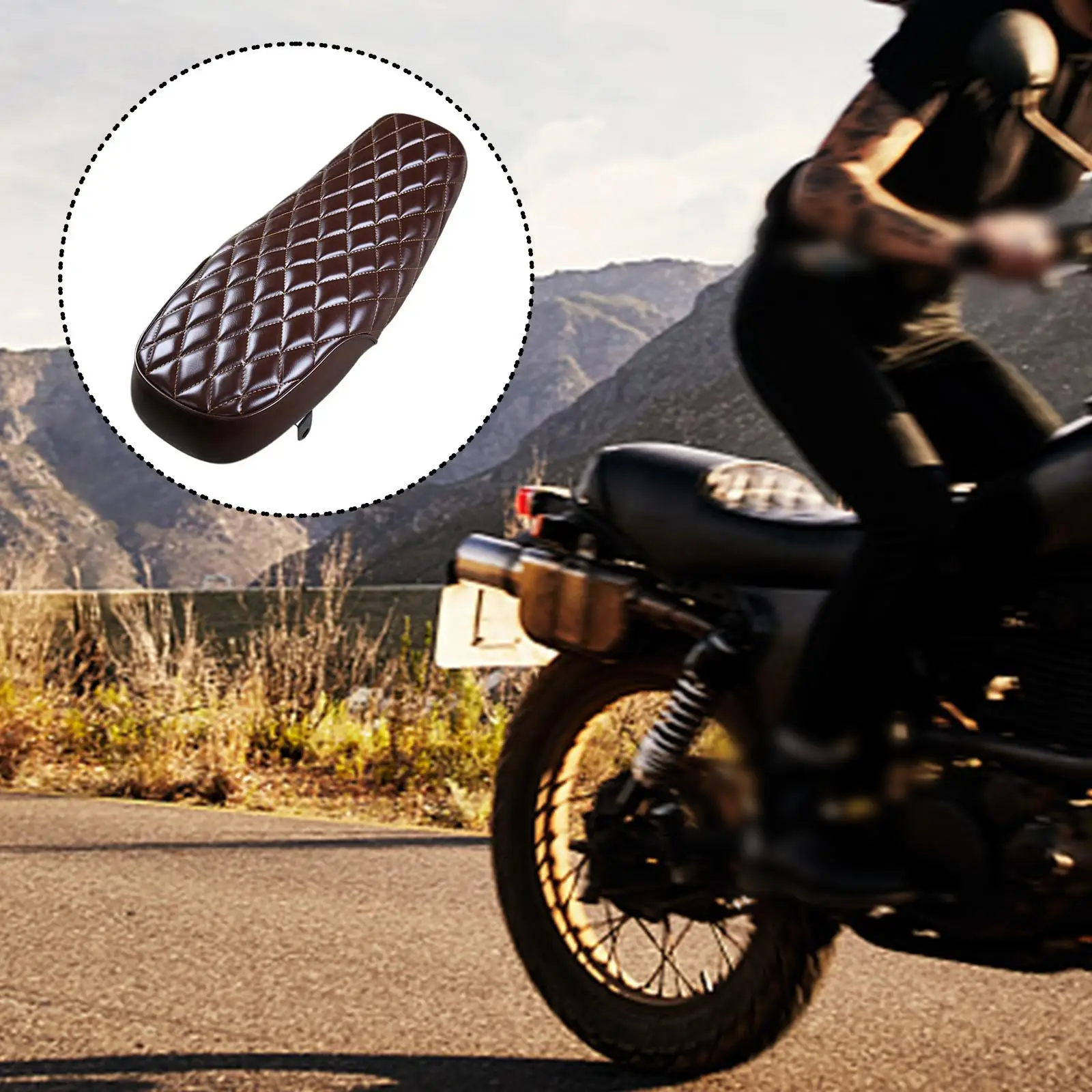 Motorcycle  Seat -Flat Brat Saddle Cushion (Brown)Car Accessories