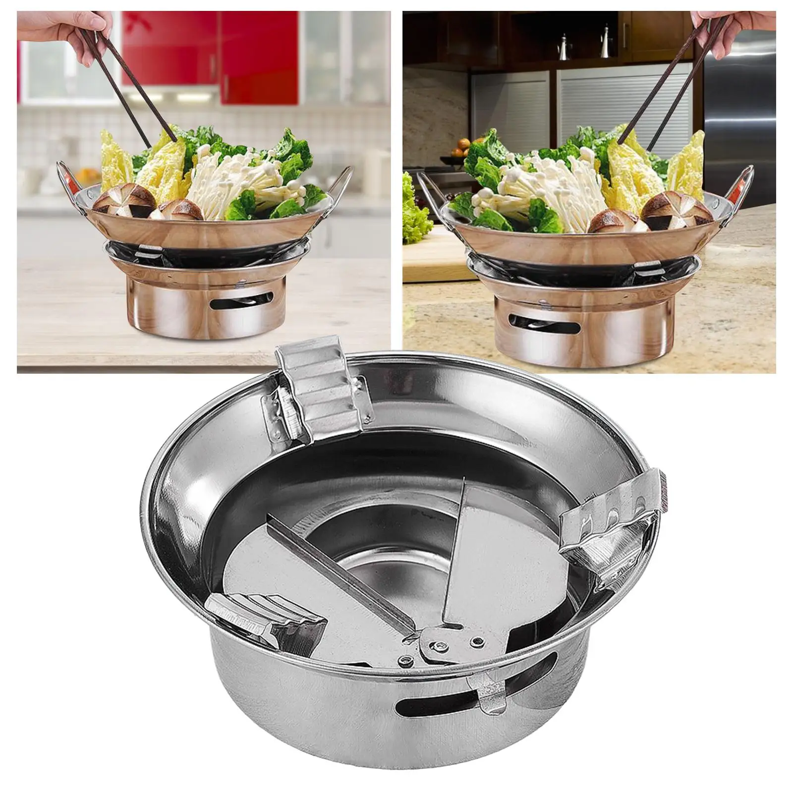 Round Portable Camping  Stainless Steel Lightweight Cookware Diameter 7.8inch Easily Adjust Fire Power Accessory Durable