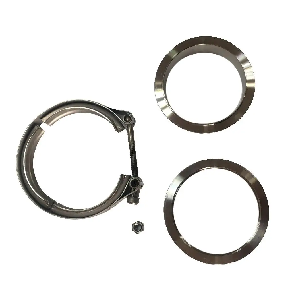 Stainless  Clamp 304  Flange Hoop Clamp Kit Male Female Exhaust  Car Vehicle