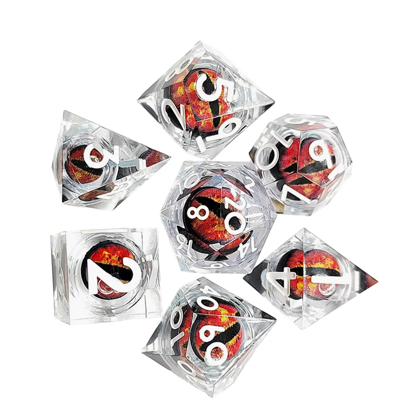 Resin Polyhedral Eye Dice 7Pcs Set Collection for Interactive Games