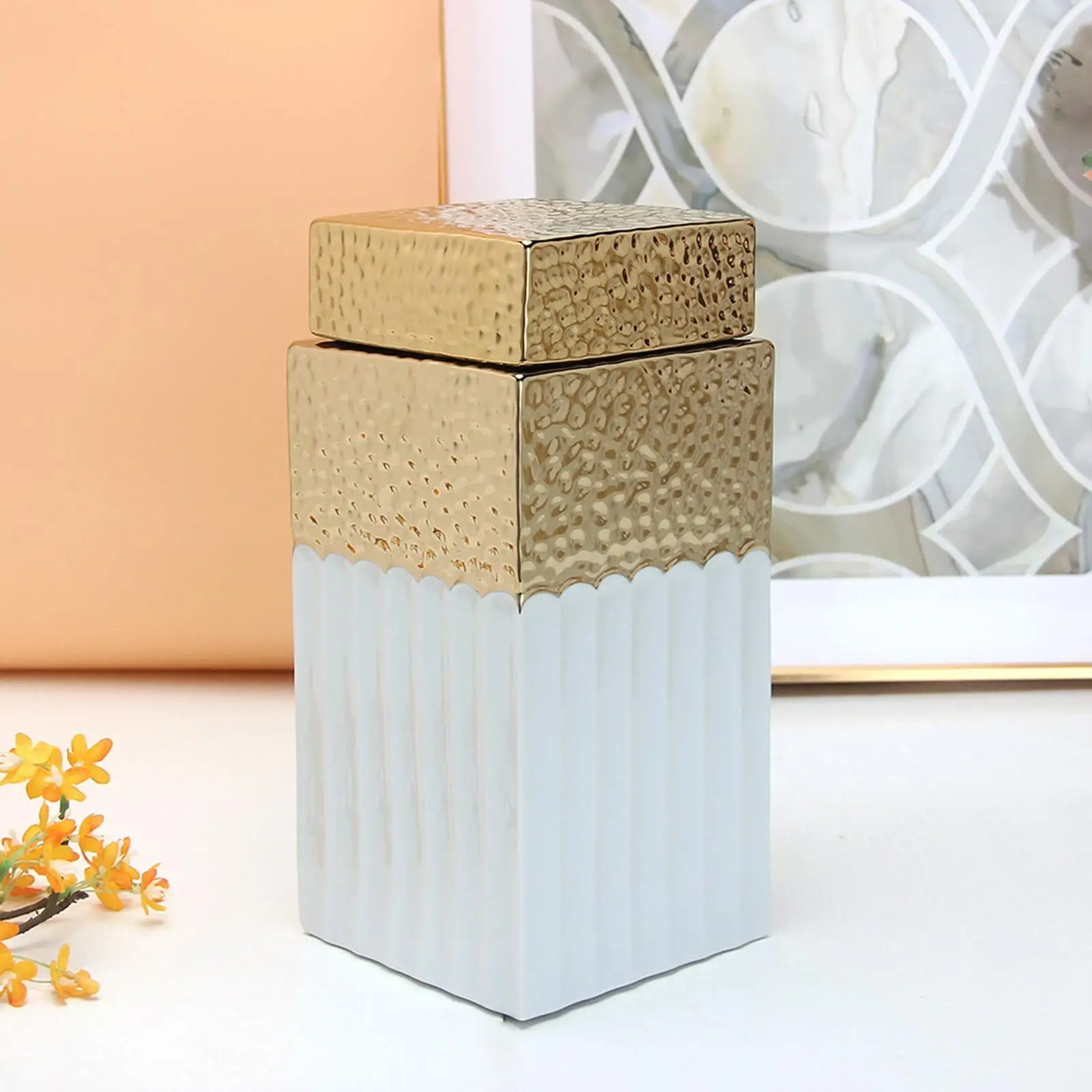 Modern Flower Vase with Airtight Lid Coffee Sugar Tea Storage Collection Ceramic Canister for Wedding Home Table Decor