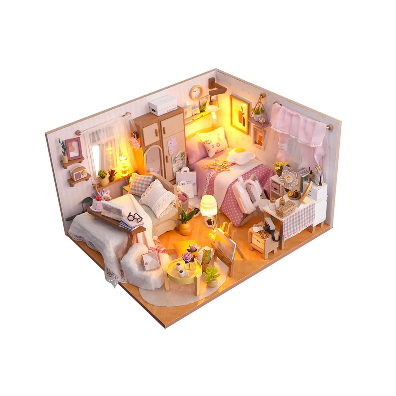 DIY Wooden Miniature Dollhouse Kits Easy to Assemble for Kids Adults Collectibles with Lights Educational Toy Modern Room Box