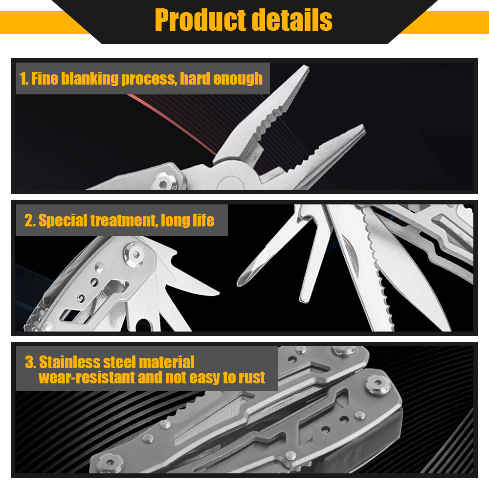 Description Picture 3 of itemMultifunction Stainless Steel Multi-tool Pocket Knife Pliers Folding Pliers Mini Portable Folding Pliers Folding Blade Knife