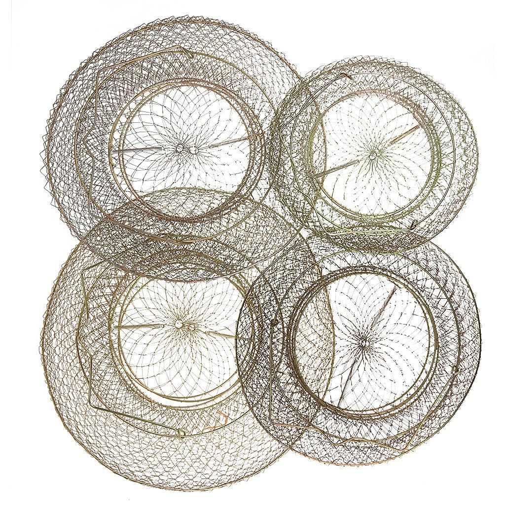 Foldable Metal Steel Wire Fish Lobster Mesh Fishing Net Prawn  Cage Trap Net   Shrimp Trap With Handle Foldable Basket