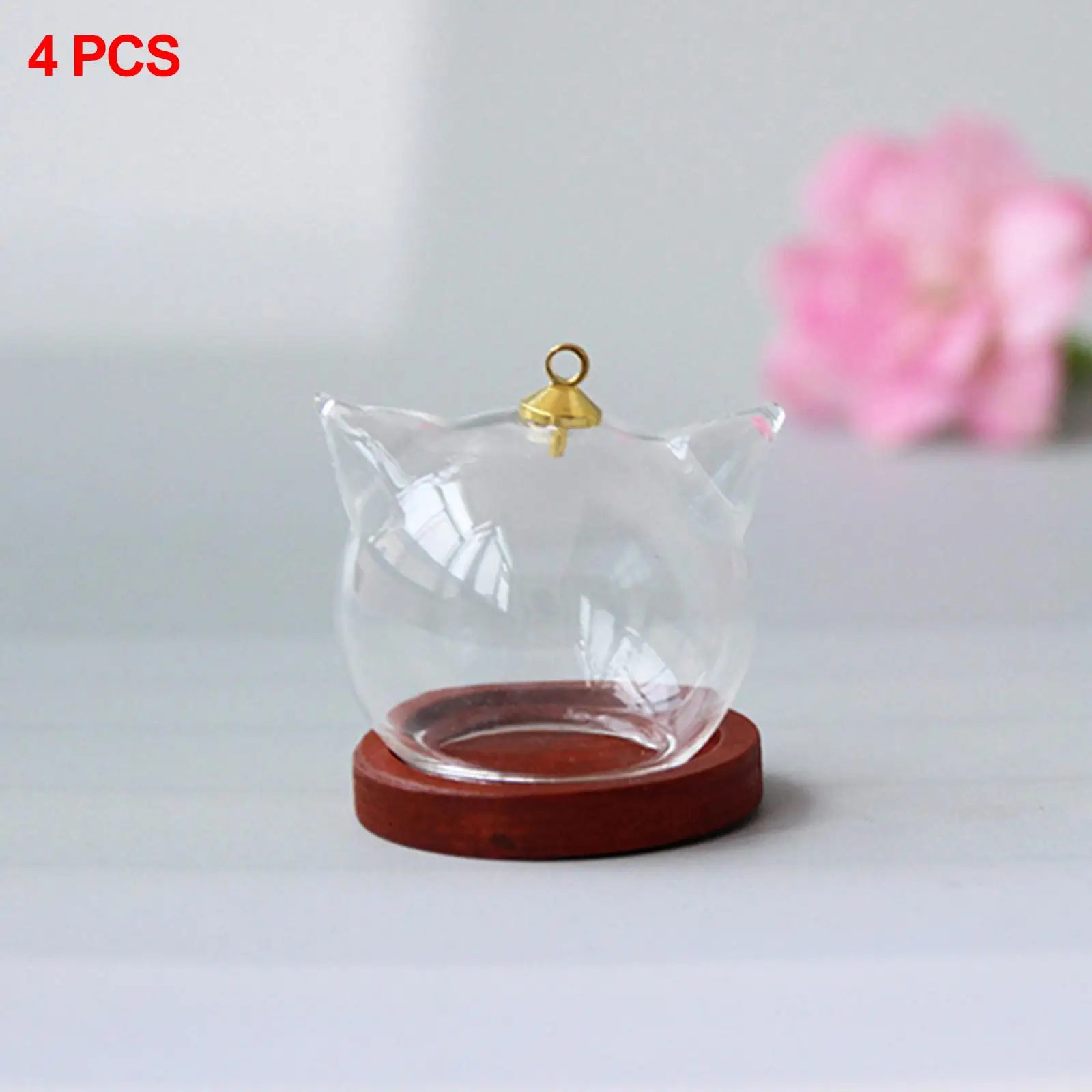 4Pcs Clear Glass Cloche Dome, Jar W/ Lid Terrarium Succulent Miniature Mini