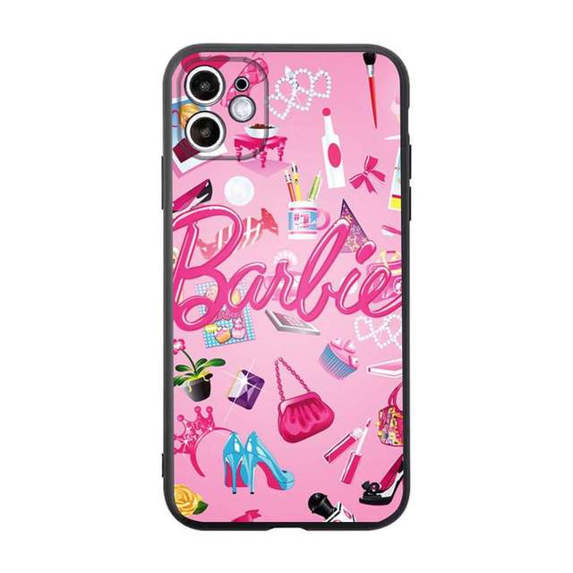 Cute Pink Barbies Doll With holder Phone Case For Iphone 11 12 13 14 Pro  Max X Xs Xr 7 8 Plus SE 2020 Soft Silicone TPU Cover