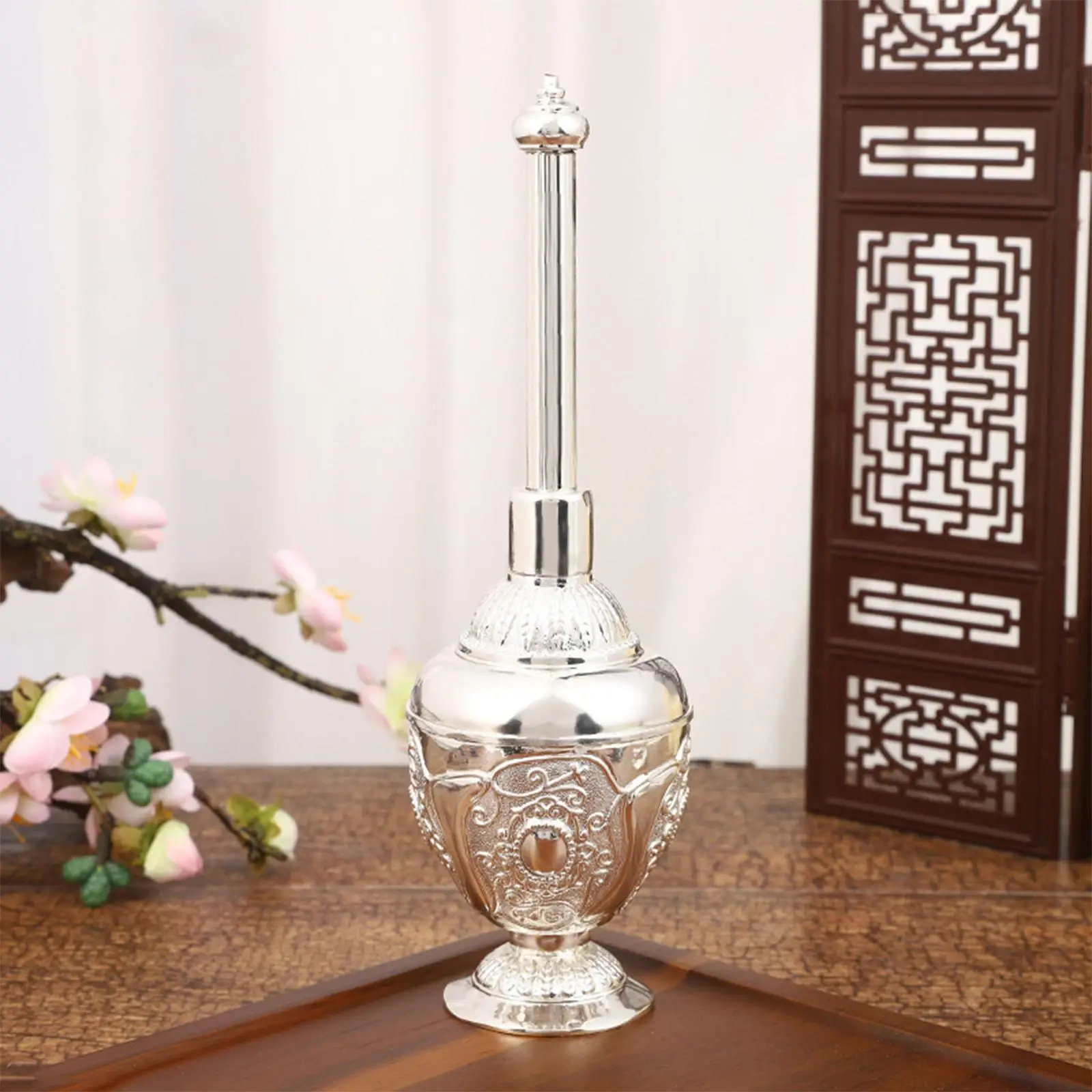 Tea Canister 8.66``high Ornament Metal with Lid Decorative Tabletop Flower Vase for Wedding Kitchen Home Living Room Dining Room