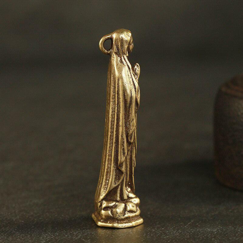 Reines Kupfer Vintage Heilige Jungfrau Maria Figuren Anhänger Messing Heilige Mutter Religion Glaube Buddha Schlüsselanhänger Behänge – Detail 4