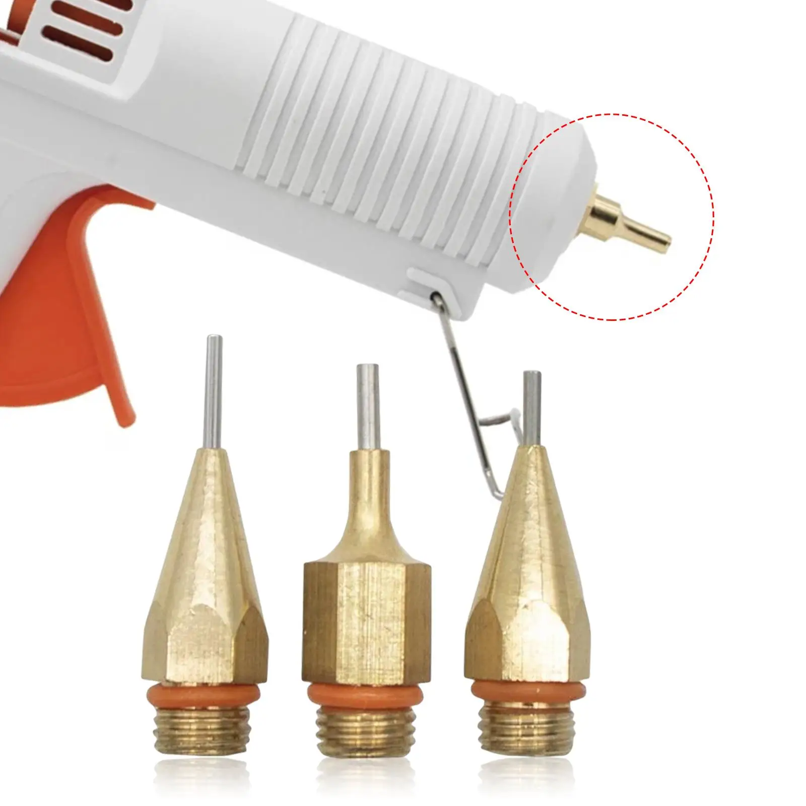 3Pcs Hot Glue Tool Nozzles Replaceable Parts 7/16Inches Thread Copper Nozzle