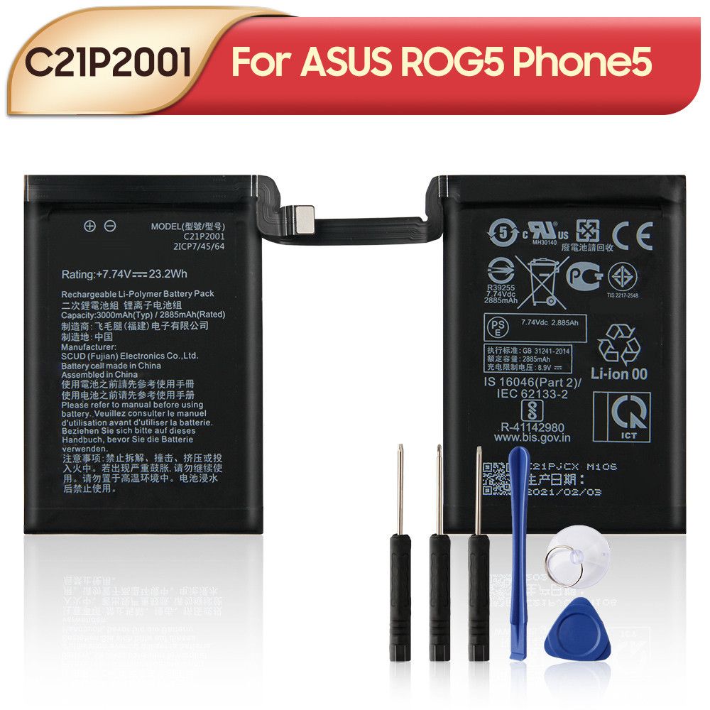 C21P2001, 5S Pro, 1005DA, I005DB, ZS673KS-1B048IN, 2885mAh, Novo