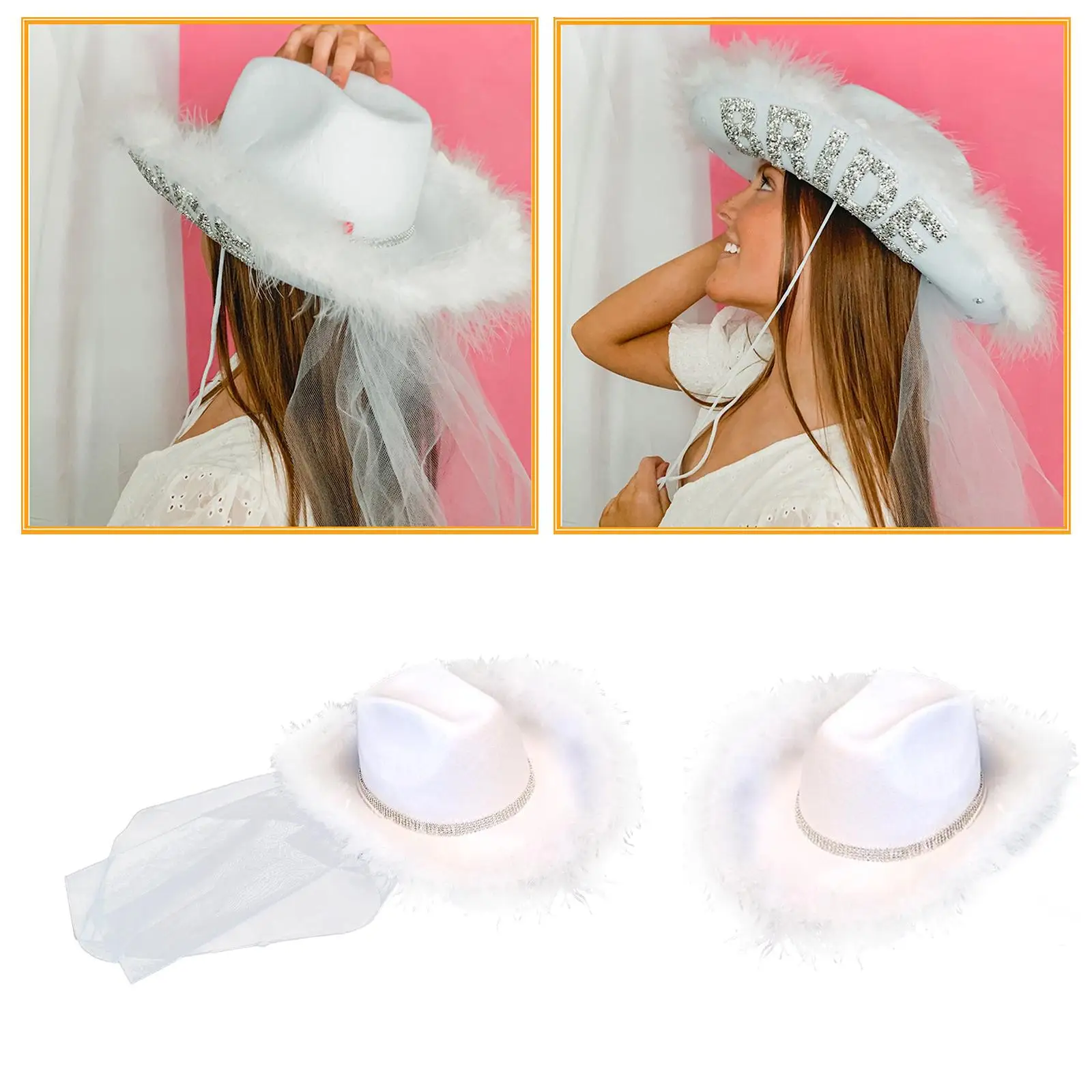 Western Style Women Cowboy Hat Fedoras Caps White Wide Brim for Dress up