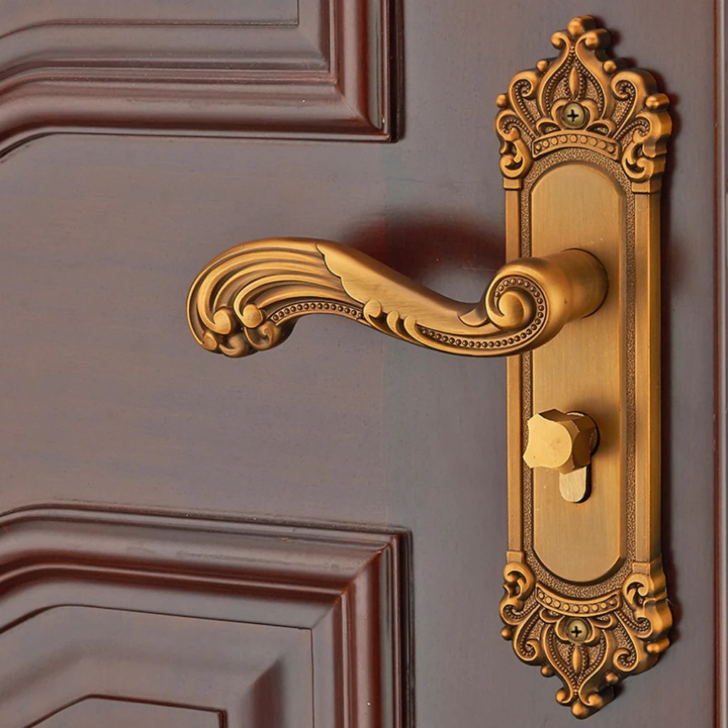 Vintage Internal Doorlock Room Door Handles for 35-45mm Thick Wood Door