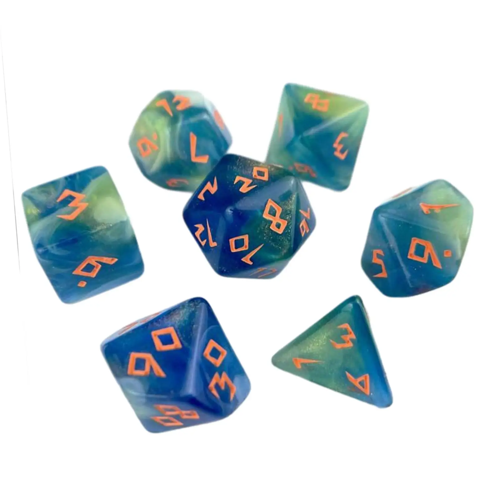 7Pcs Dice Set Party Supplies Acrylic Entertainment Toys Multi Sided Game Dices for Bar KTV Party Role Playing Game Card Game