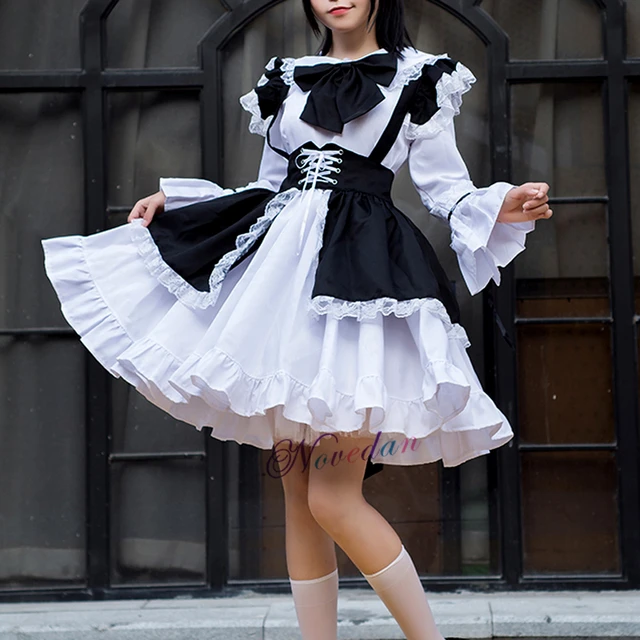 Men Maid Outfit Anime Sexy Black White Apron Dress Sweet Gothic Lolita  Dresses Costume - AliExpress