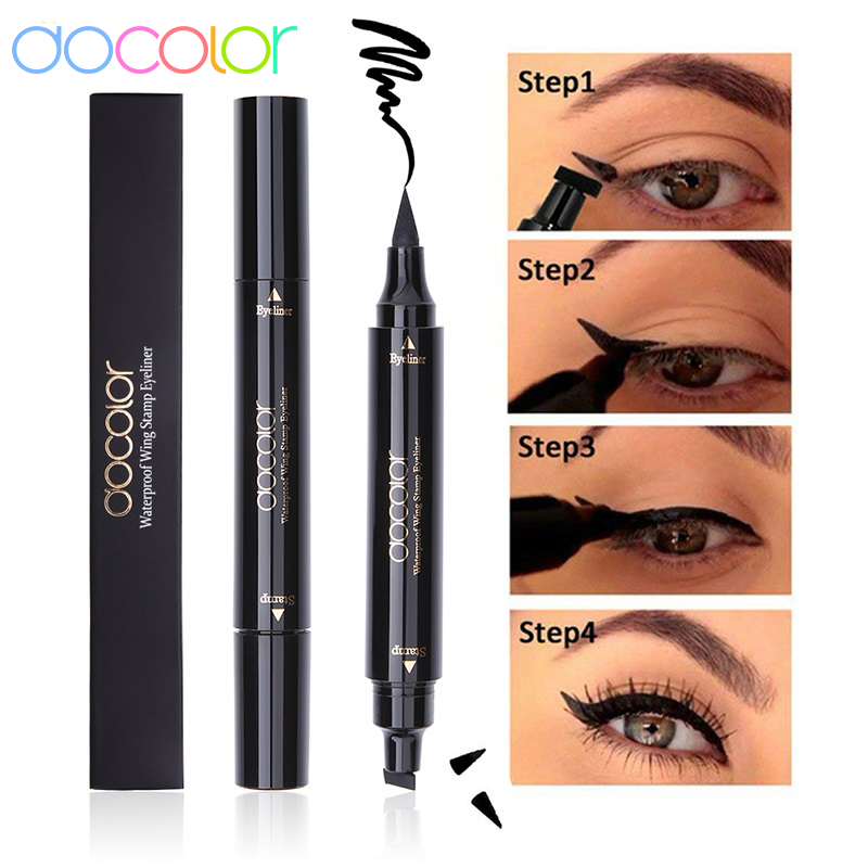 Best of Docolor Black Liquid Eyeliner Stamp Marker Pencil Waterproof Stamp Double-ended Eye Liner Pen Cosmetic Eyeliner Reviews & Tips