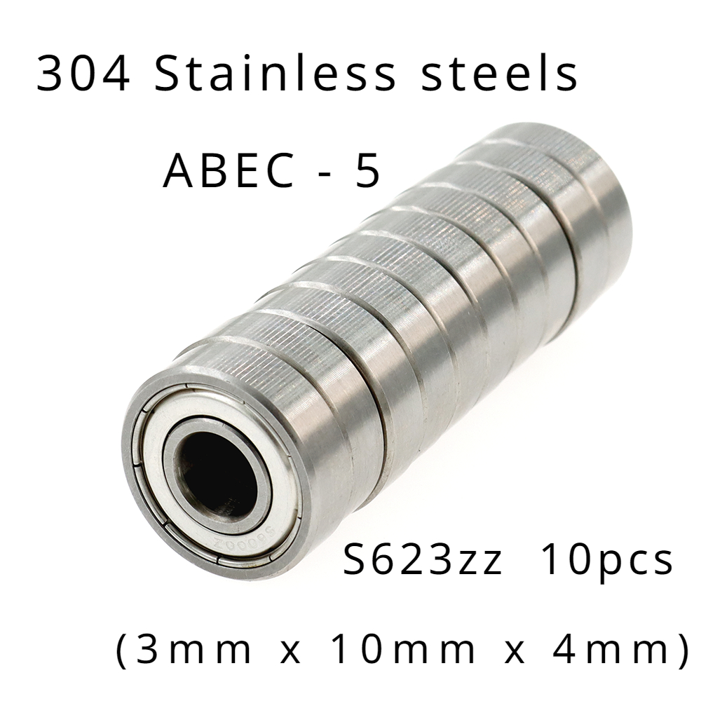 Description Picture 3 of itemVeekaft High Performance 304 Stainless Steel ABEC-5 Miniature Deep Groove Ball Bearings - S623zz 3mmx10mmx4mm of 10pcs