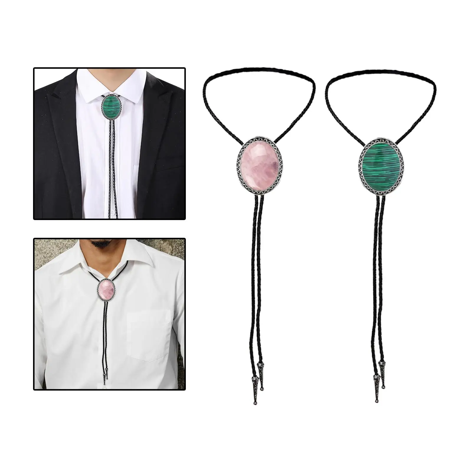 Retro Bolo Tie Necktie Necklace American Alloy Costume Gift for Birthday Party Men