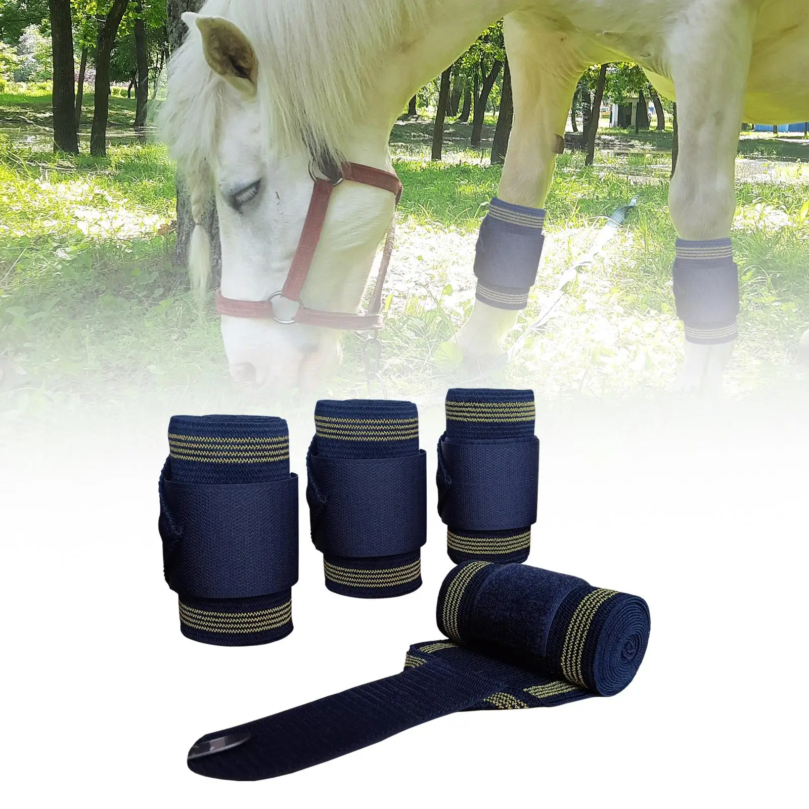 4 Pieces Horse Leg Wraps Leg Guards Horse Leg Protection Sticky Strap for