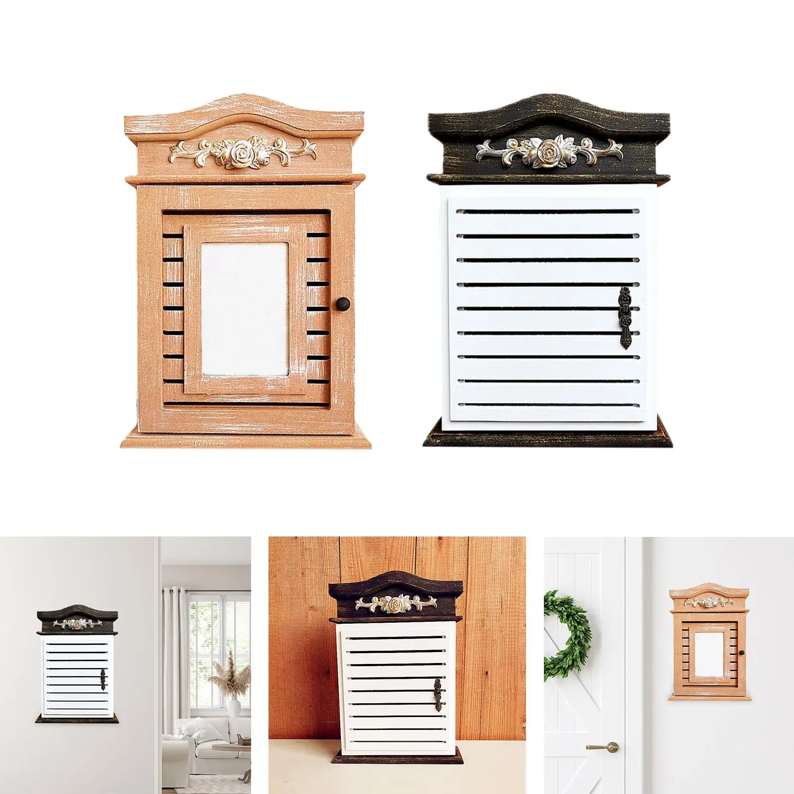 Key Storage Box Holder Vintage -Mounted Multi-Use Organizer Large Capacity Case for Home, Housewarming Gift Porch Desktop Decor