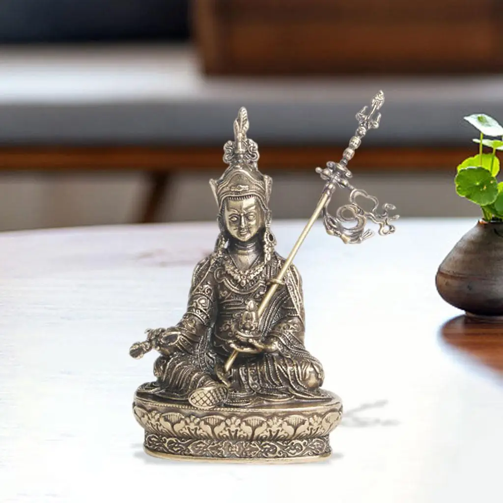 Retro Copper Tibet Buddhism Statue Sculpture Living Room Decor Hand Crafted