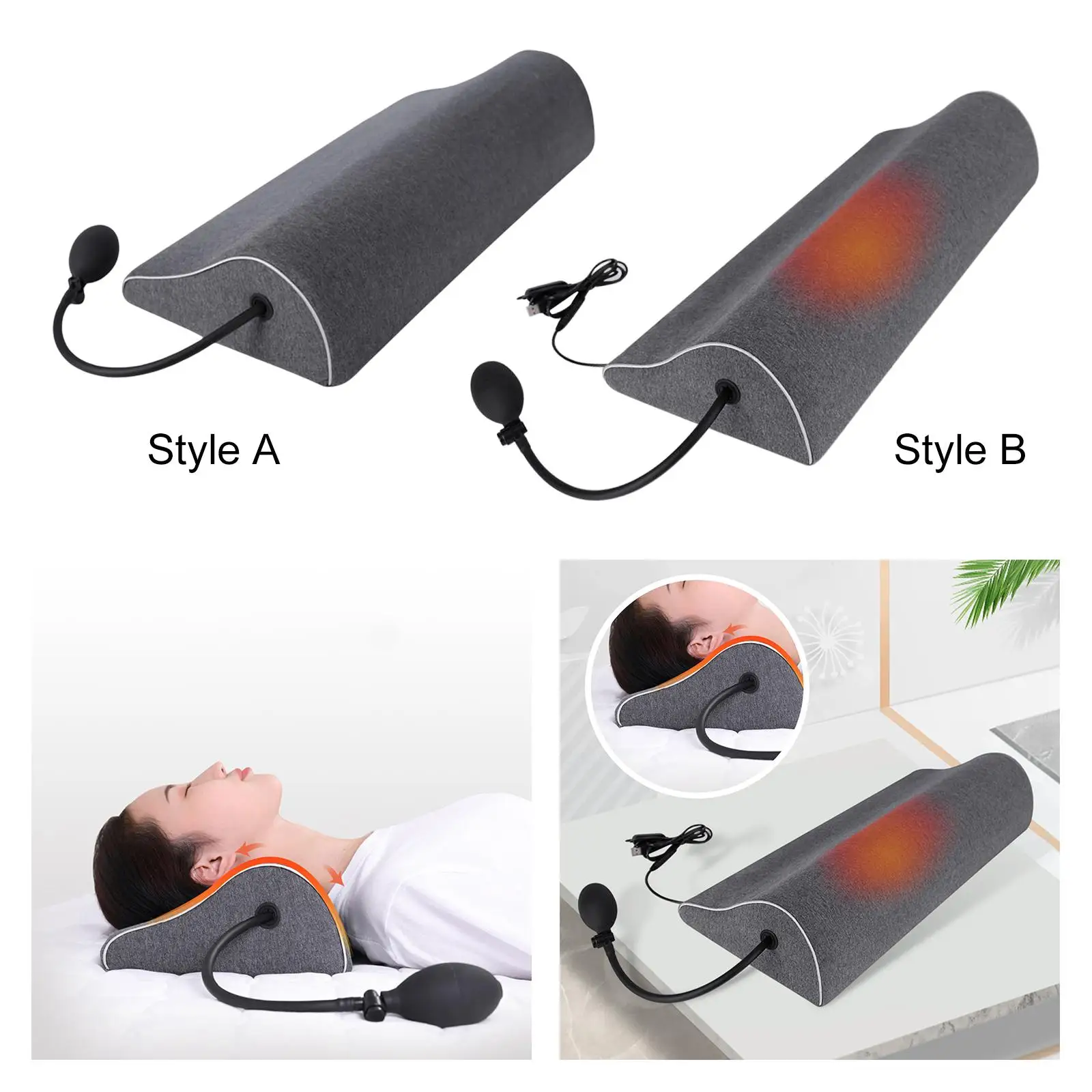 Adjustable Cervical Neck Traction Multiple Press Pump Pillows Soft Cervical Traction Device for Travel Hiking Gift Working Home