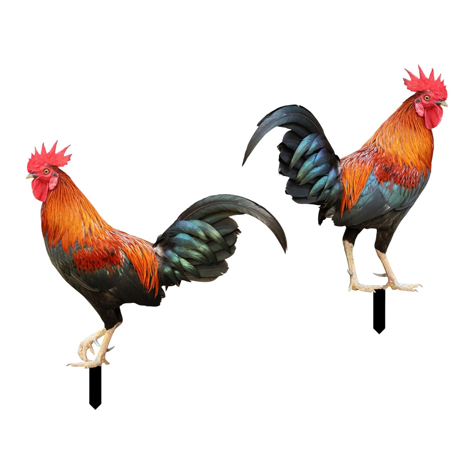 Rooster Animal Statue Standing Garden Stakes Ornament Hen Lifelike for Patio