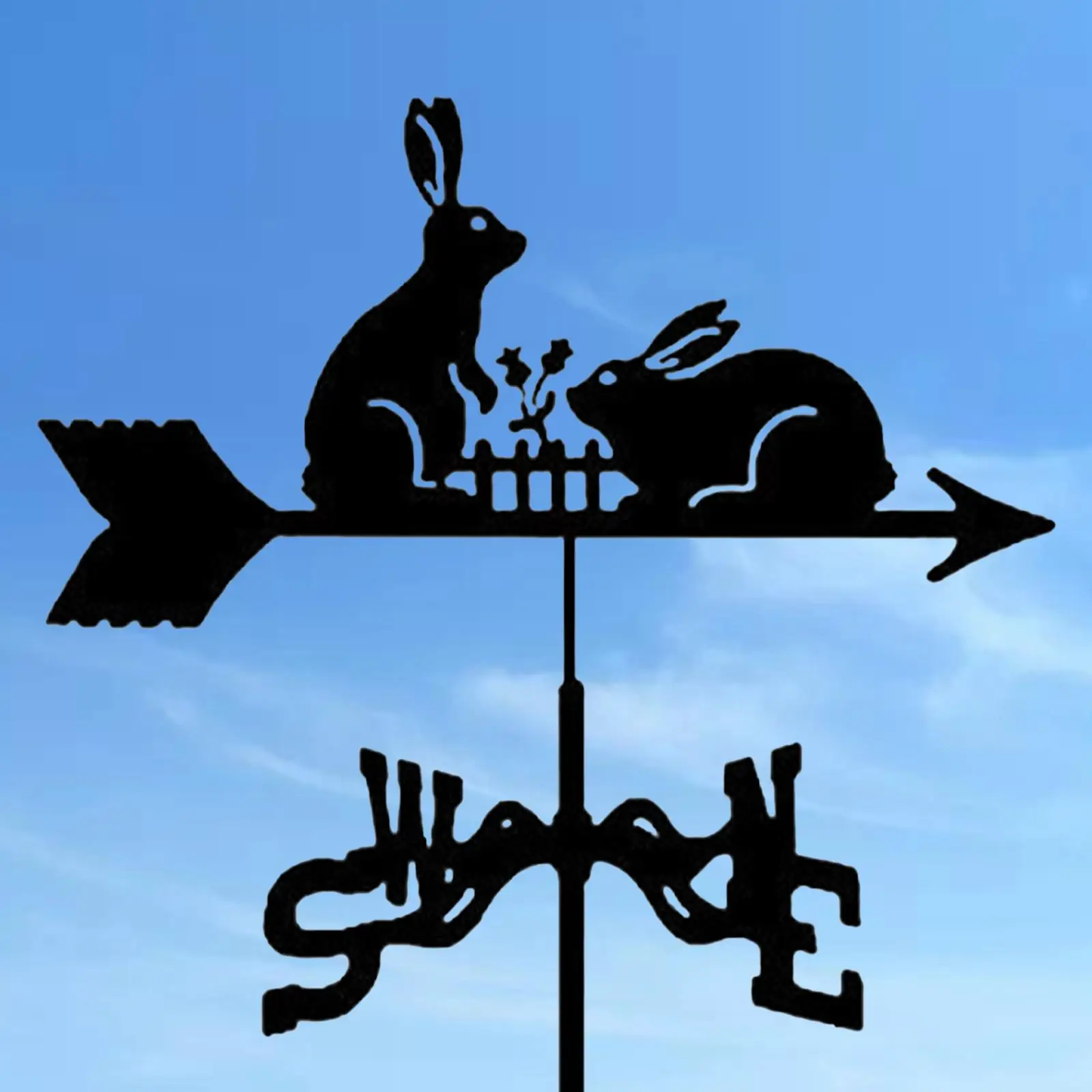 Metal Weather Vane Rabbit Shaped Ornaments Accessories for Outdoor Garden with Rabbit Ornament Retro Wind Direction Indicator