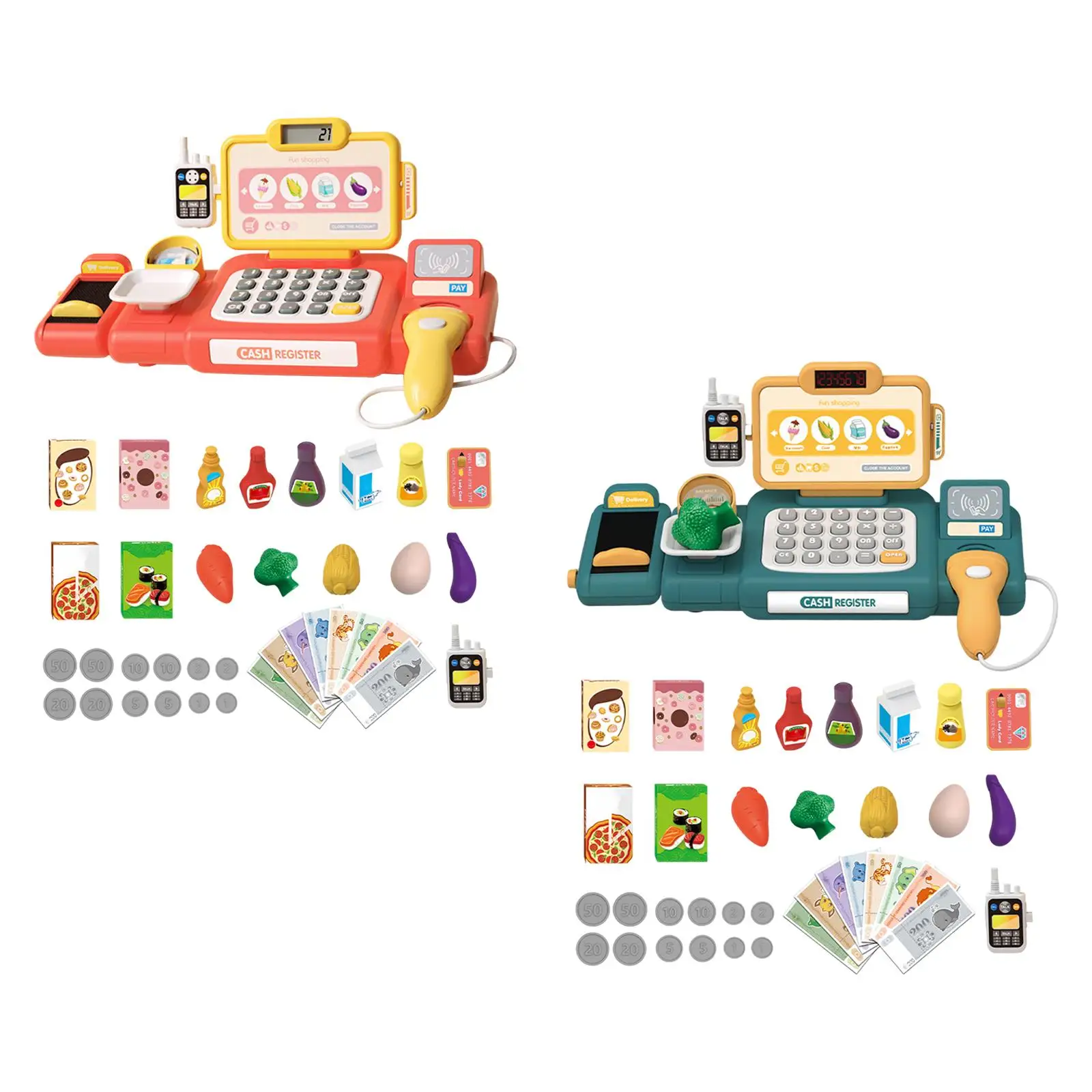 Children`Supermarket Store Toys Cash Register Store Pretend Play Supermarket Cash Register Playset for Baby Gifts