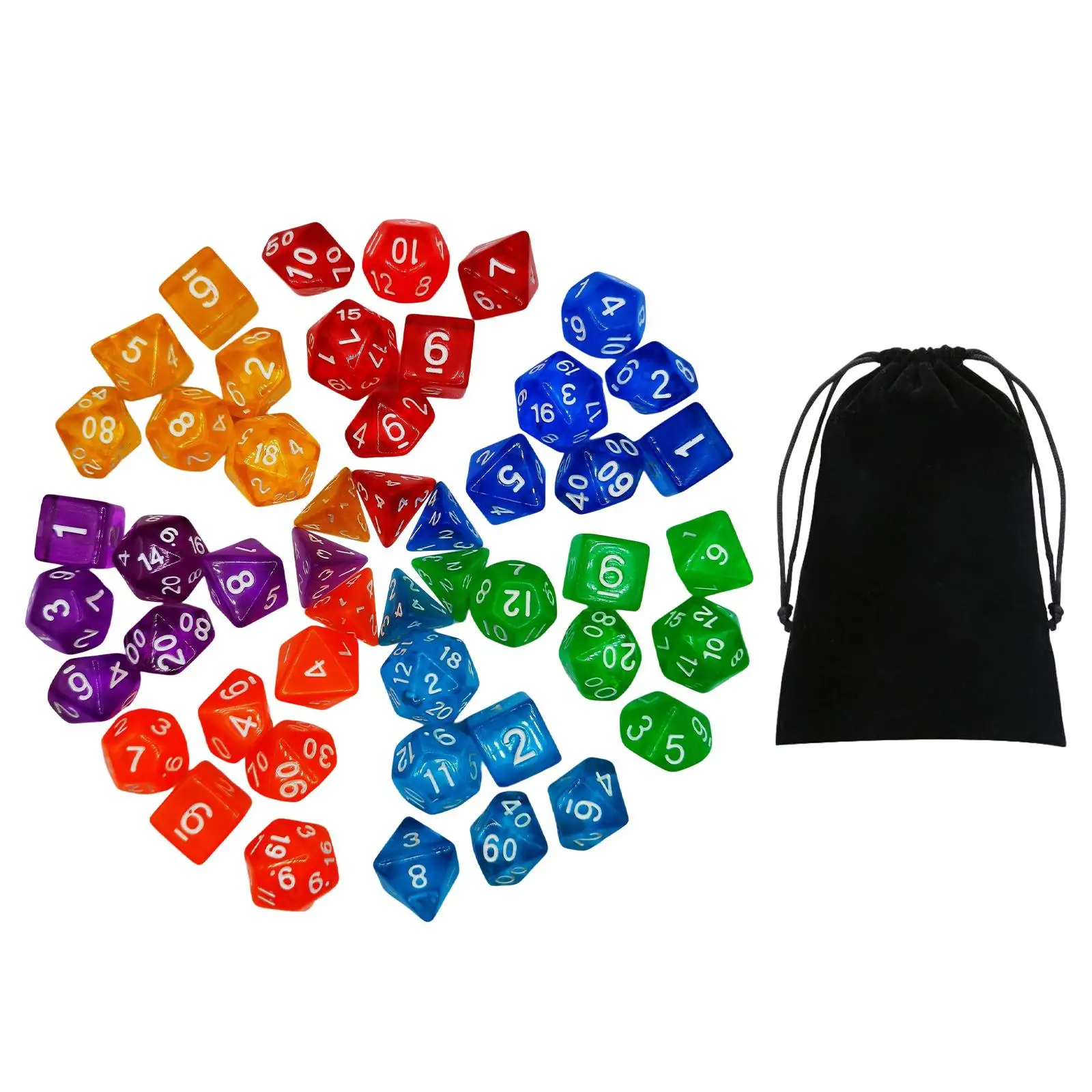 49x Polyhedral Dices Toys D8 D10 D12 D20 Math Teaching Colored Rolling Dices