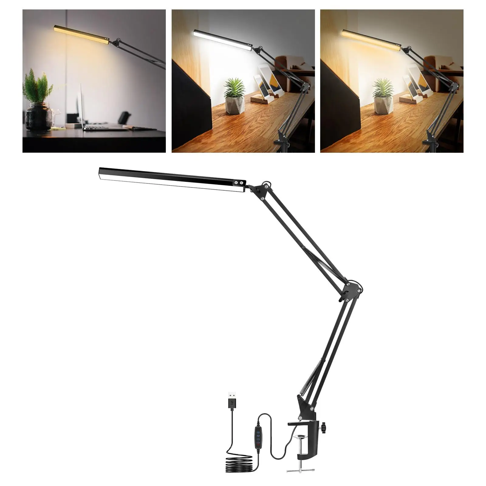   LED Desk Lamp/Table Lamp with Clamp (, Dimmable, 10Lighting Modes , Memory Function) 