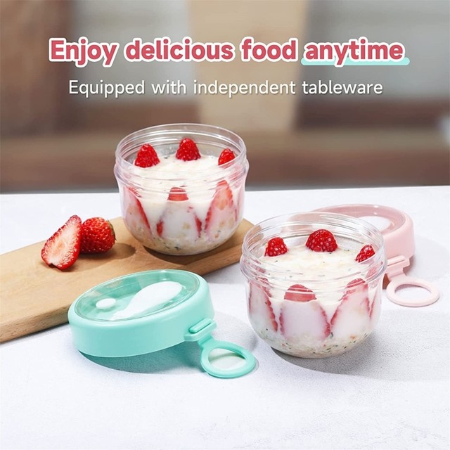 Reusable Overnight Oats Jar Oats Overnight Container Portable Oatmeal Cups  With Lids And Spoon 600ml Meal Prep Containers New - AliExpress