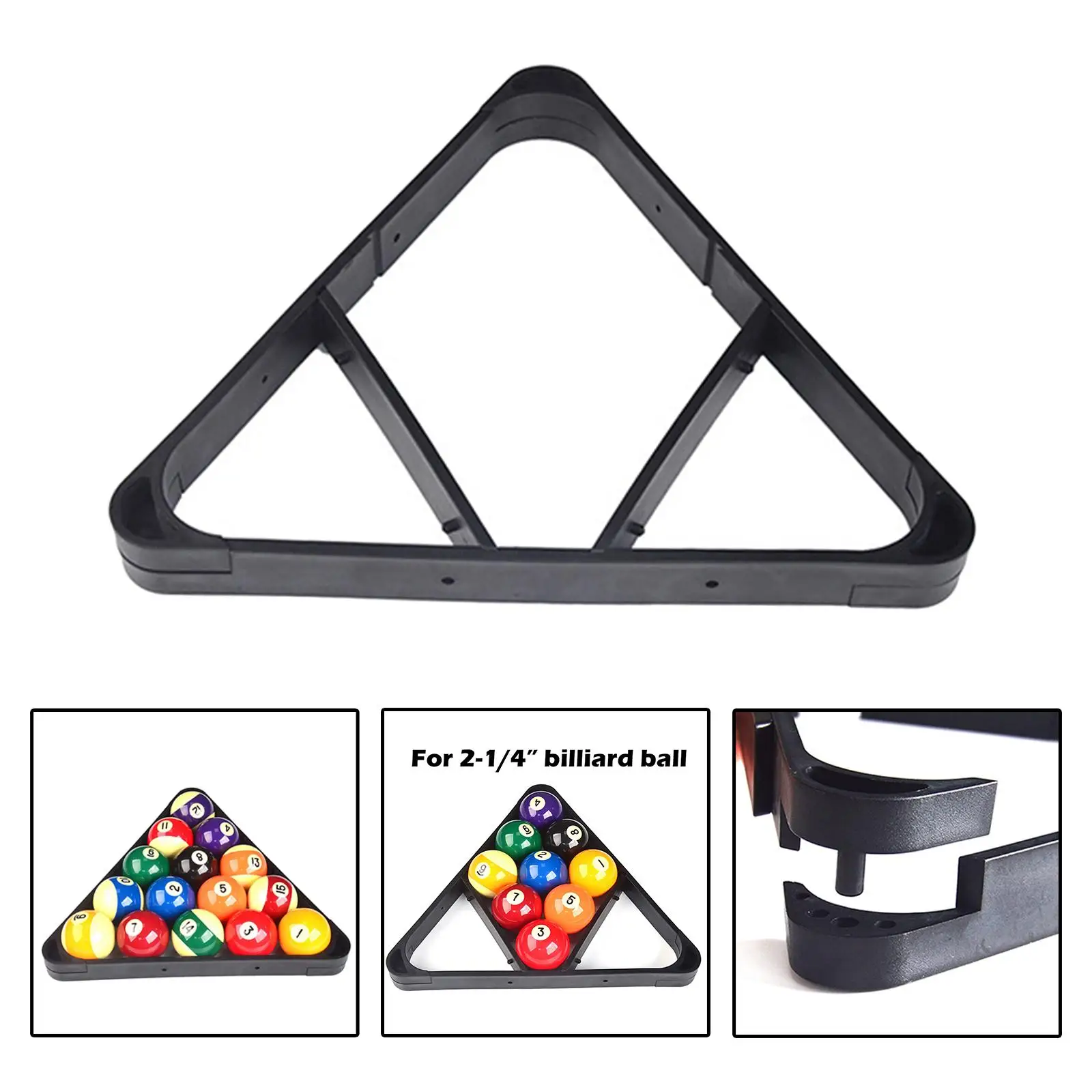 Multifunctional Billiard Triangle Ball Rack Pool Table Holders 2 in 1 Durable Pool Rack for for 2-1/ 4inch Billiard Ball