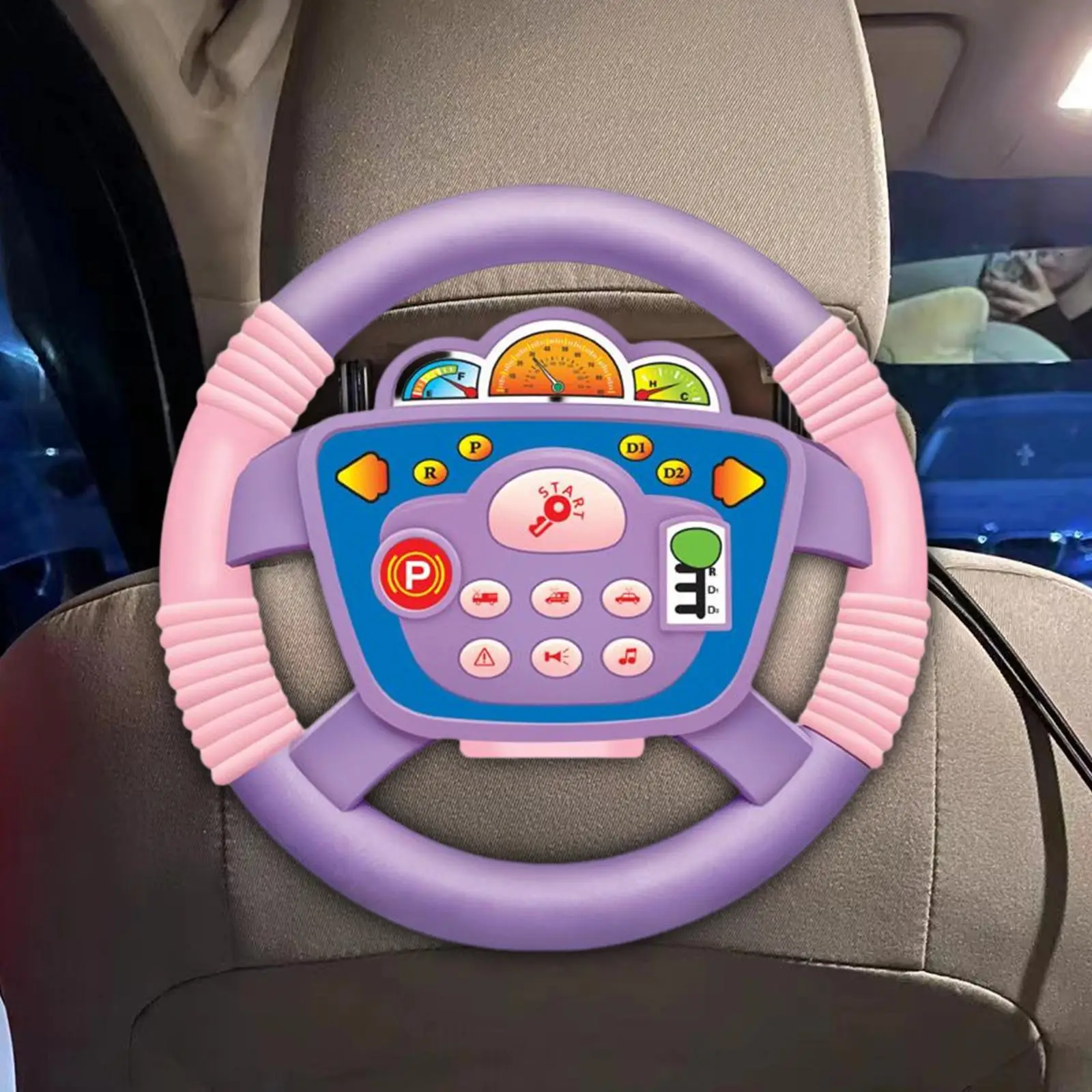 Simulated Driving Steering Wheel Toy with Music Pretend Driving Toy Roleplay Car Seat Toy Educational Sounding Toy for Children