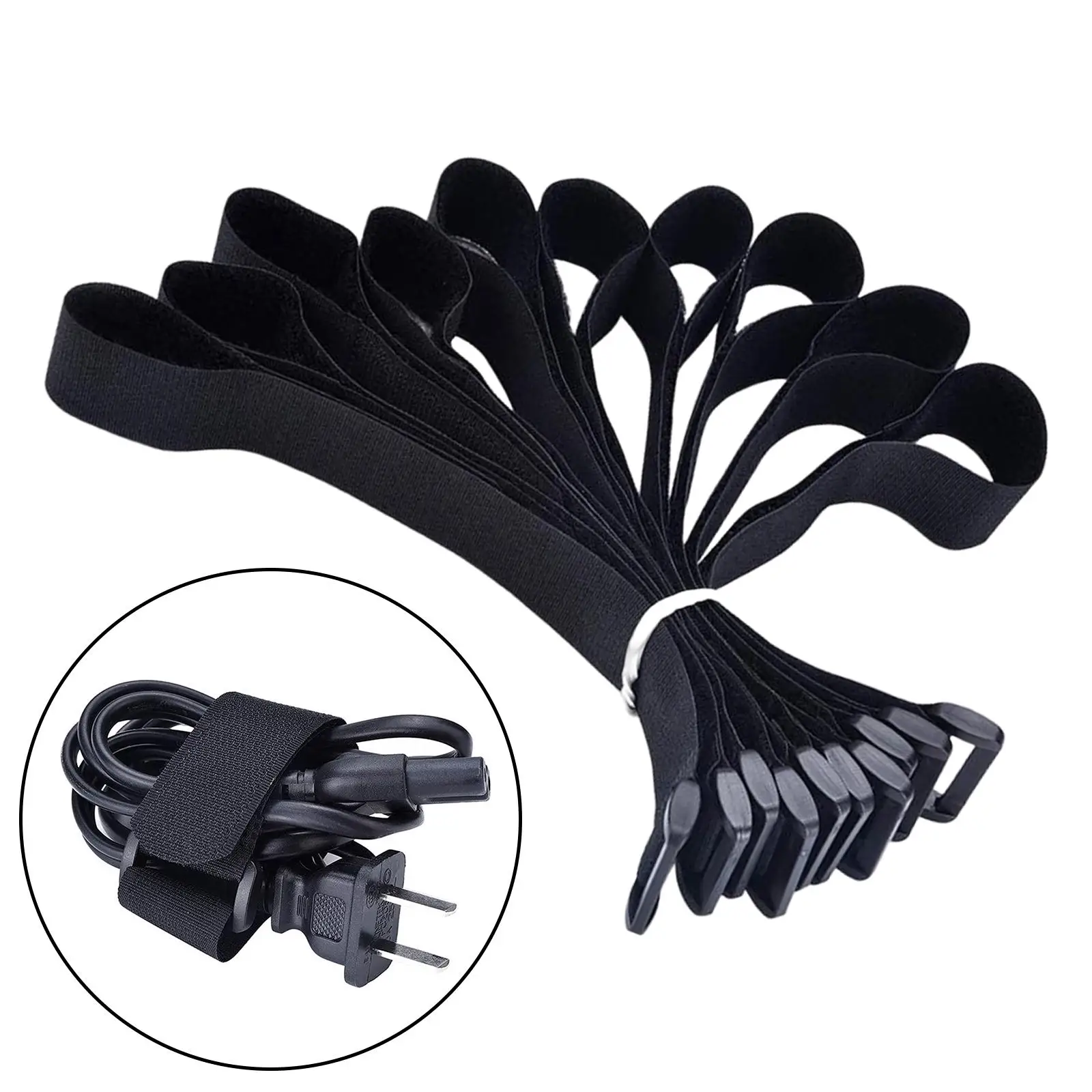 10 Pieces Adjustable Hook and Loop Straps Reusable for Data Centers