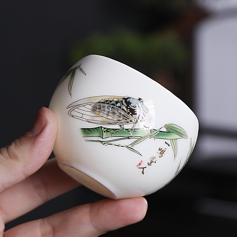 Tragbare Schaf Fett Jade Porzellan Chinesische Sternzeichen Tasse Weiß Porzellan Tee Handgemachte Keramik Individuelle Tasse Master Tee Tassen – Detail 4