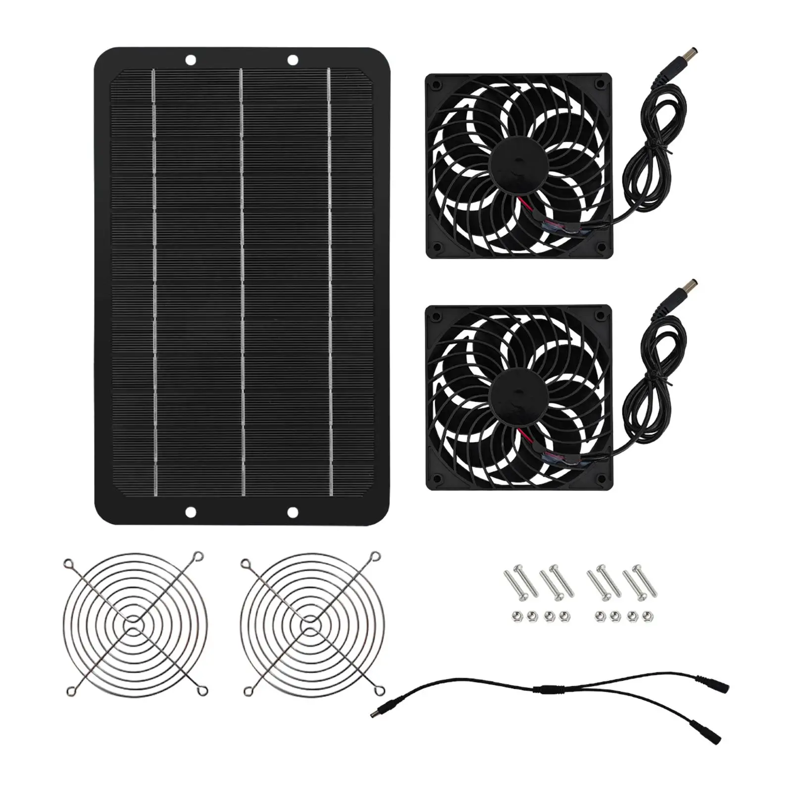 Solar Powered Panel Fan Waterproof Outdoor Double Fans Exhaust Fans Energy Saving for Pet Houses Yacht RV Camping Chicken Coop