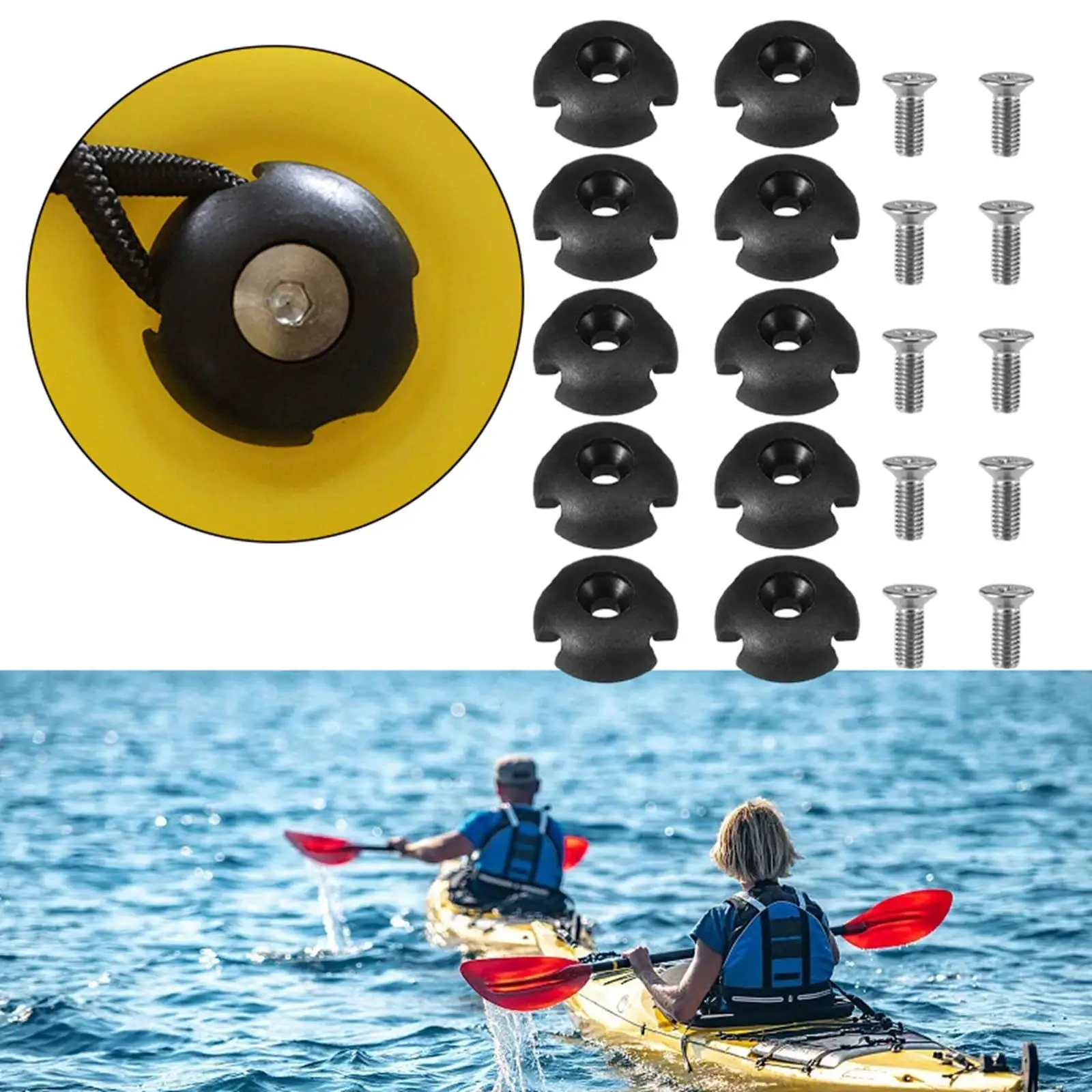 10 Pieces Deck  Slotted Round W/ Screws for Kayaks Outdoor Paddle Rope